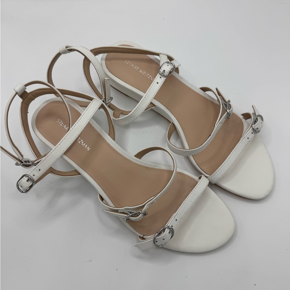 Stuart Weitzman White Minimalist Sandals